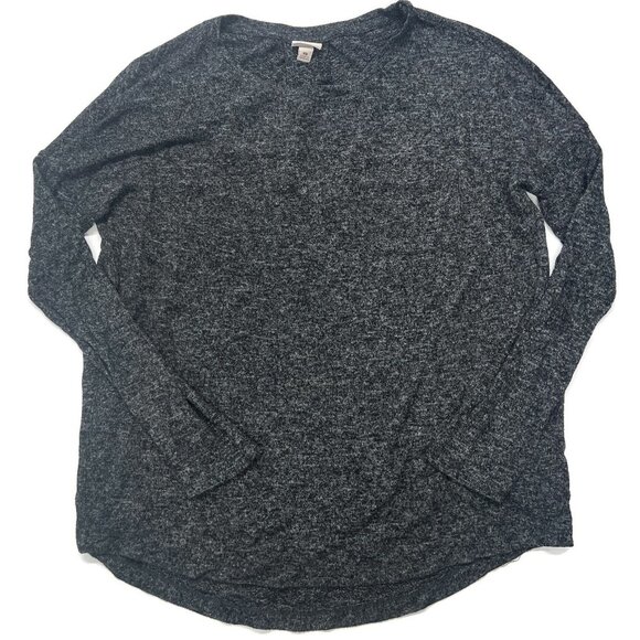 Merona Womens Sweater XS Gray Heather Pullover Long Sleeve Pocket Crewneck Light - Picture 1 of 3